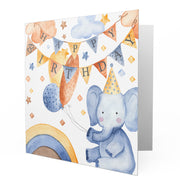 Happy Birthday Watercolor illustration Elephant- Greetings Cards