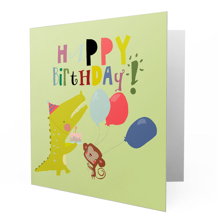 Happy Birthday Wee Monkey & Crocodile - Greetings Cards