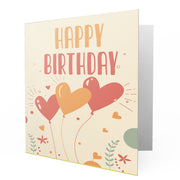 Happy Birthday Balloons Hearts & Stars - Greetings Cards