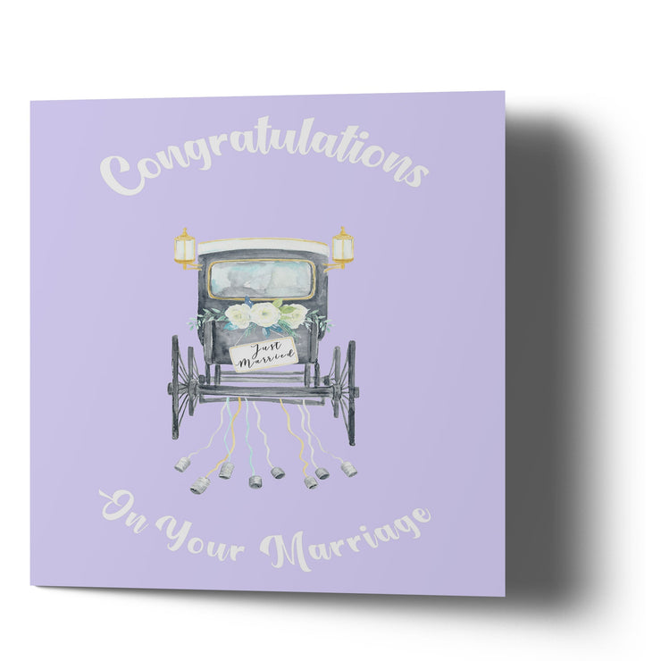 Purple Congratulations on Your Marriage Class Car - Greetings Cards