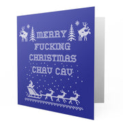 Merry Fucking Christmas Chav Cav - Blue Greetings Card