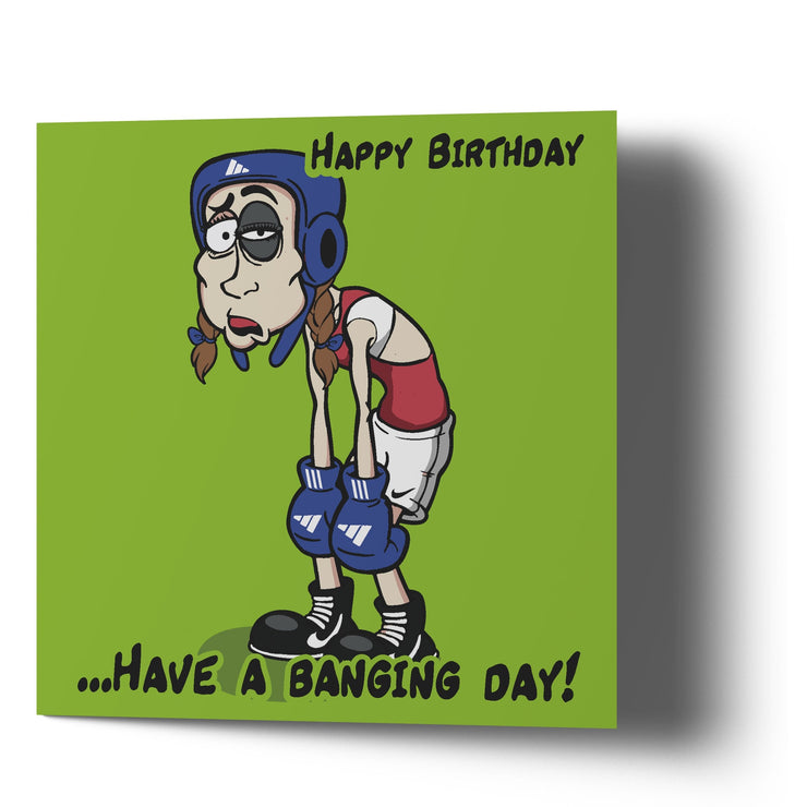 Happy Birthday Boxing girl - Banging day Greetings Cards