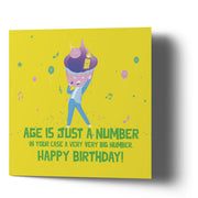 Happy Birthday Ages is Just a Number Singging Muffen - Greetings Cards