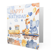 Happy Birthday Watercolor Elephant & Giraffe - Greetings Cards