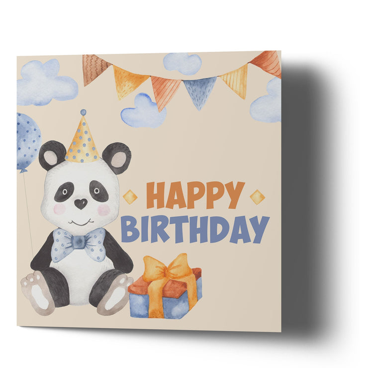 Happy Birthday Watercolor illustration with panda - Greetings Cards