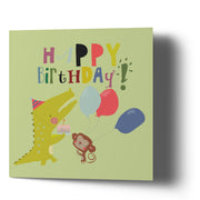 Happy Birthday Wee Monkey & Crocodile - Greetings Cards