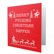 Merry Fucking Christmas Sapper - Red Greetings Cards