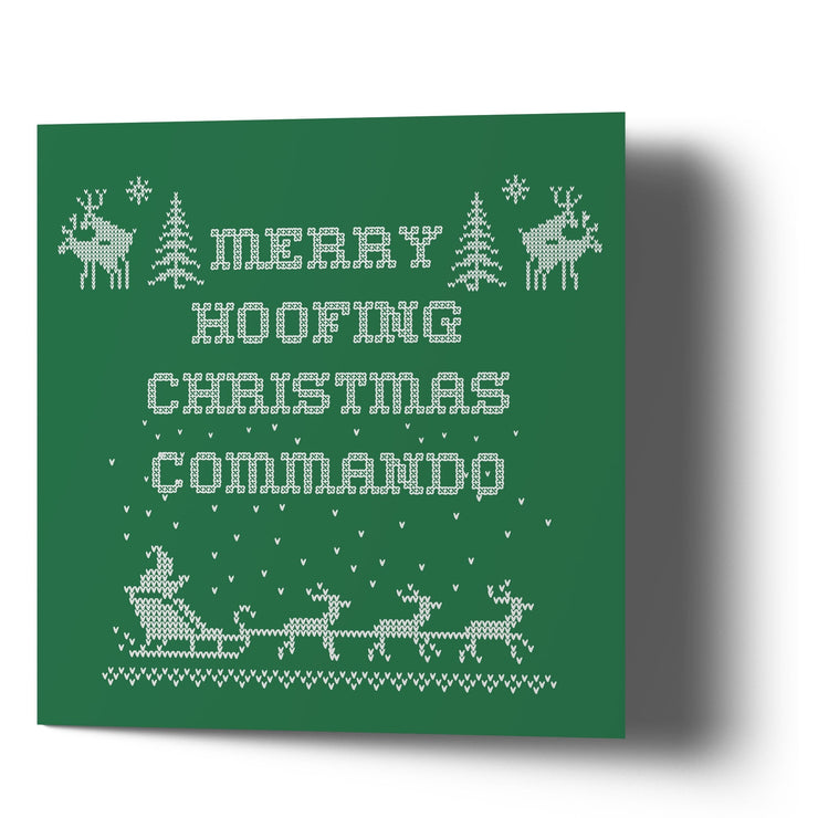 Merry Hoofing Christmas Commando - Green Greetings Cards