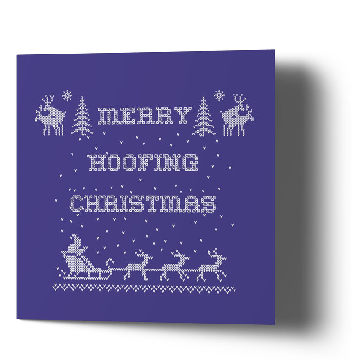 Merry Hoofing Christmas - Blue Greetings Cards