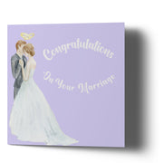 Congratulation Bride and Groom on Your marriage Purple - Greetings Cards