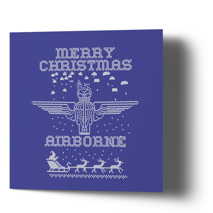 Merry Christmas Airborne - Parachute Regiment Greetings Card - Blue