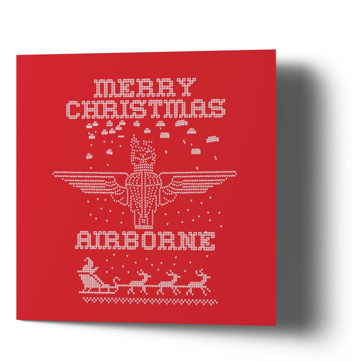 Merry Christmas Airborne - Parachute Regiment Greetings Card - Red