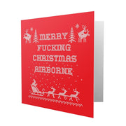 Merry Fucking Christmas Airborne - Red Greetings Cards