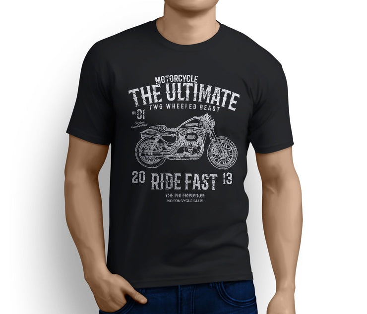 RH Ultimate Art Tee aimed at fans of Harley Davidson Roadster Motorbike