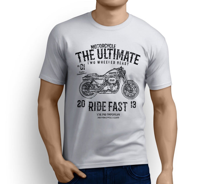 RH Ultimate Art Tee aimed at fans of Harley Davidson Roadster Motorbike