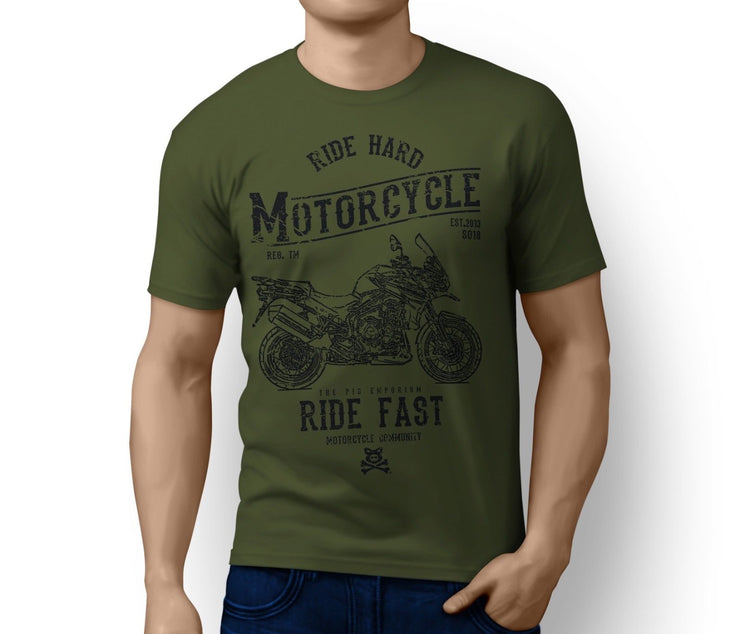 RH* Art Tee aimed at fans of Triumph Tiger Explorer Spoked Wheels Motorbike