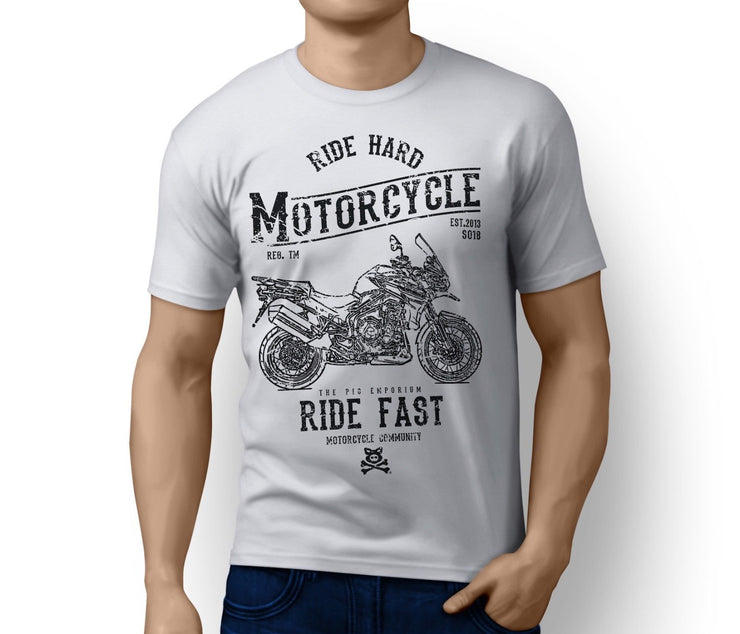 RH* Art Tee aimed at fans of Triumph Tiger Explorer Spoked Wheels Motorbike