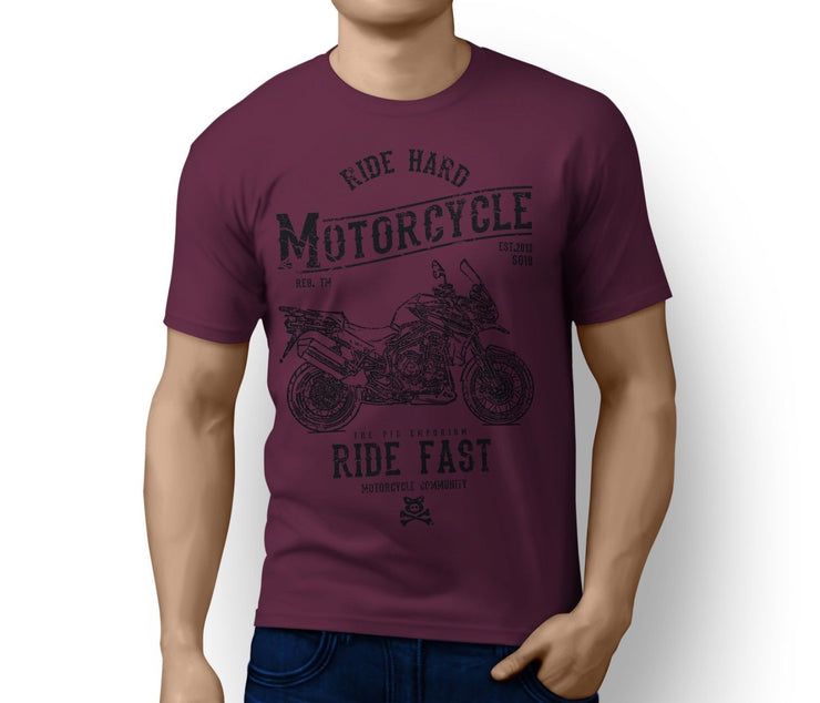 RH* Art Tee aimed at fans of Triumph Tiger Explorer Spoked Wheels Motorbike