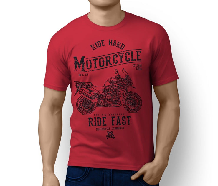 RH* Art Tee aimed at fans of Triumph Tiger Explorer Spoked Wheels Motorbike