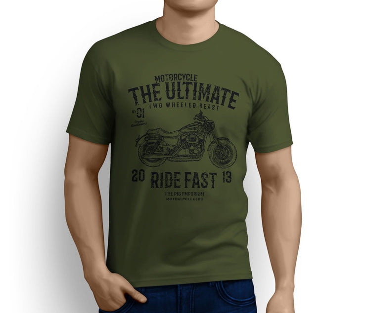 RH Ultimate Art Tee aimed at fans of Harley Davidson 1200 Custom Motorbike