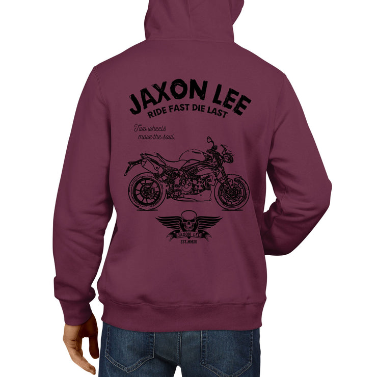 JL Ride Illustration For A Triumph Speed Triple R Motorbike Fan Hoodie