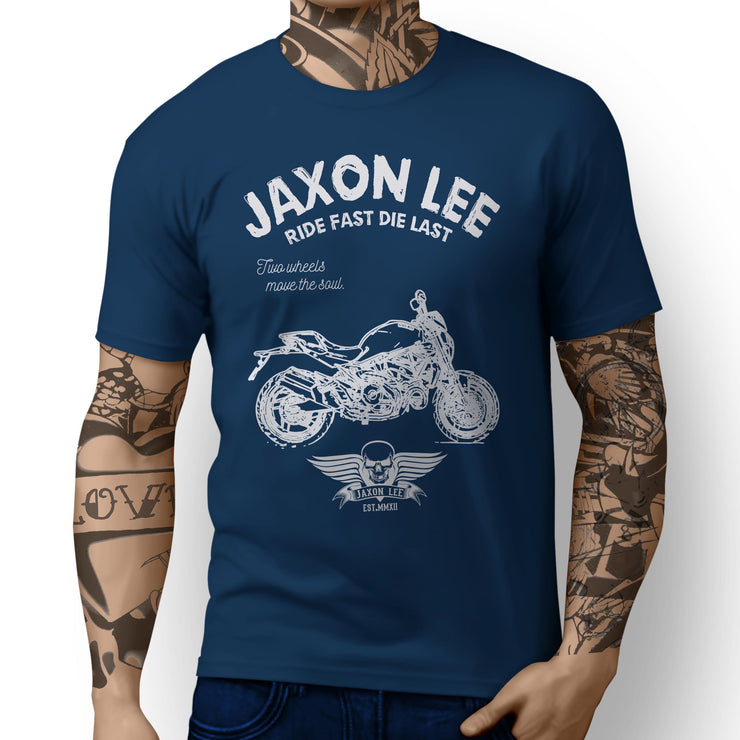 JL Ride Illustration For A Ducati Monster 821 STRIPE Motorbike Fan T-shirt